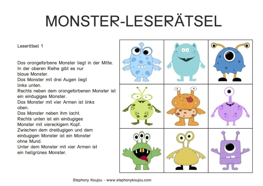 Monster Leserätsel - ABC und 123 Lehrmittel Unterrichtsmaterialien