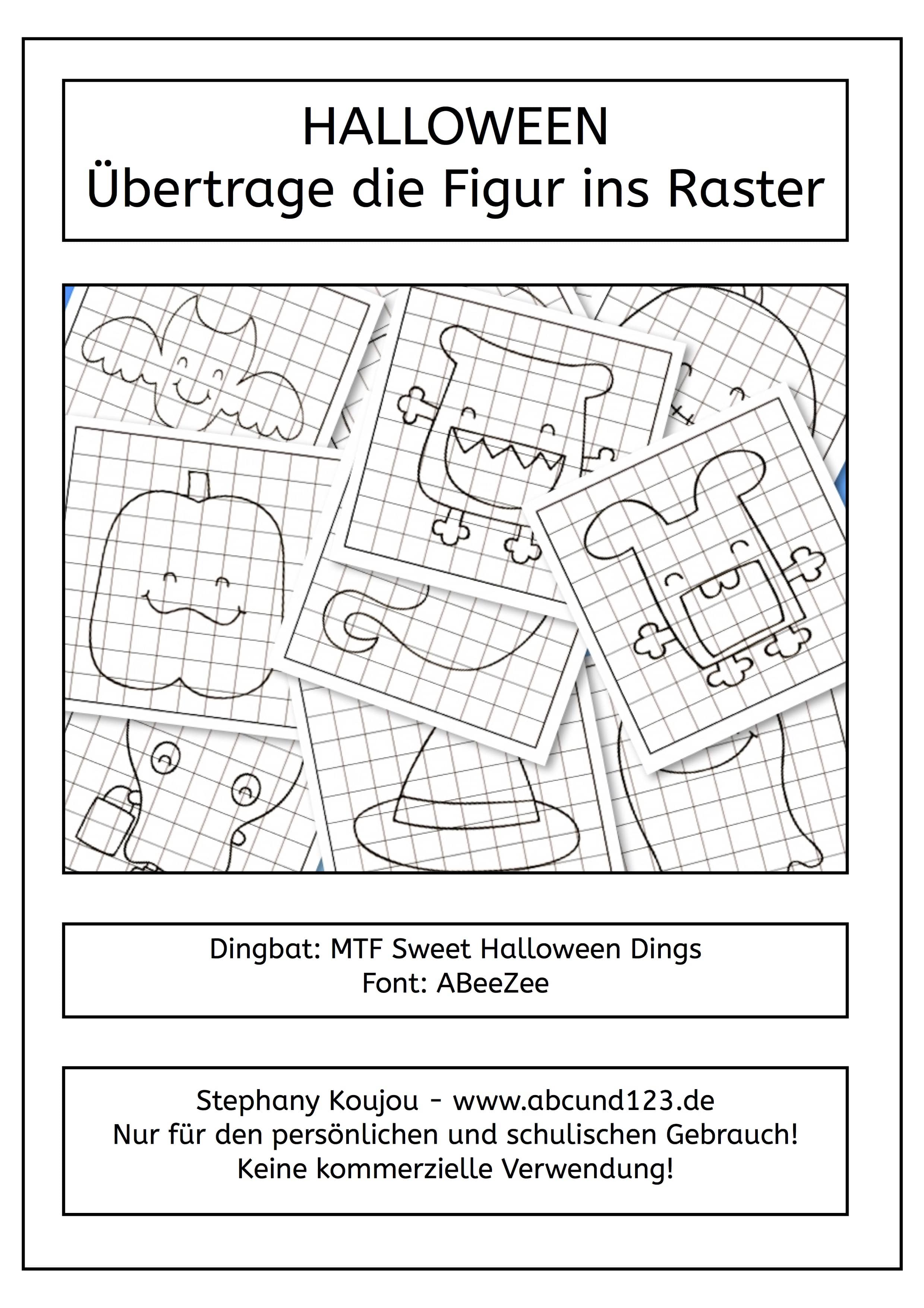 Halloween, Übertrage die Figur ins Raster, Wahrnehmung, Legasthenie, Dyskalkulie, Eltern, Kinder, Arbeitsblatt, visuelle Wahrnehmung, räumliche Wahrnehmung