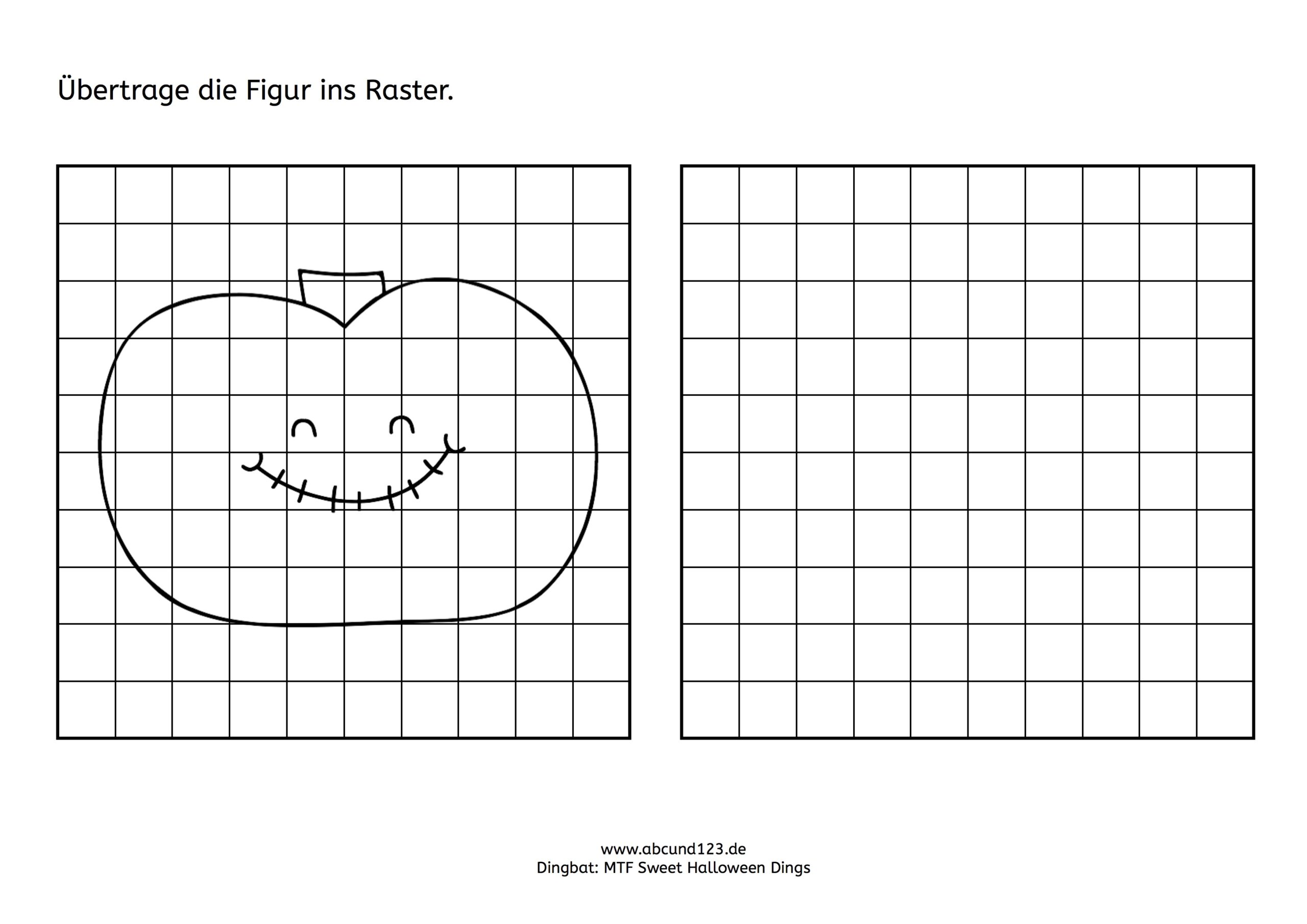 Halloween, Übertrage die Figur ins Raster, Wahrnehmung, Legasthenie, Dyskalkulie, Eltern, Kinder, Arbeitsblatt, visuelle Wahrnehmung, räumliche Wahrnehmung