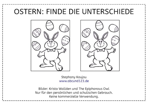 Ostern: Finde die Unterschiede, Unterschiede finden, Ostern, Wahrnehmung, Legasthenie, Dyskalkulie, Eltern, Kinder, kostenlos, Schule, Grundschule, kostenlos, Arbeitsblatt