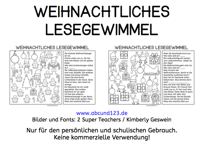 Weihnachtliches Lesegewimmel, Weihnachten, lesen, lesen1, Legasthenie, Legasthenietraining, Kinder, Lesemalblatt, lesen und malen, Grundschule, Vorschule, Förderschule, Leseförderung, AFS-Methode, DAF, DAZ, Hörverständnis, Leseverständnis, Wahrnehmung