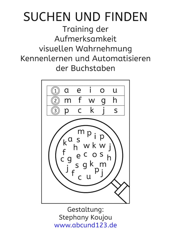 Buchstaben, suchen und finden, Aufmerksamkeit, visuelle Wahrnehmung, wahrnehmung1, download1, AFS-Methode, kostenlos, Legasthenie, Dyskalkulie, Legasthenietraining, Dyskalkulietraining, Eltern, Kinder, Vorschule, Grundschule, Förderschule