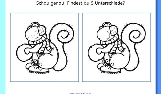 Winterliche Unterschiede, Wahrnehmung, optische Wahrnehmung, AFS-Methode, Vorschule, Grundschule, Förderschule, Koujou, Stephany Koujou, download1, Kinder, Eltern, kostenlos, Arbeitsblatt, Unterschiede finden