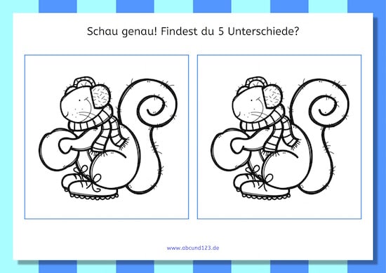 Winterliche Unterschiede, Wahrnehmung, optische Wahrnehmung, AFS-Methode, Vorschule, Grundschule, Förderschule, Koujou, Stephany Koujou, download1, Kinder, Eltern, kostenlos, Arbeitsblatt, Unterschiede finden