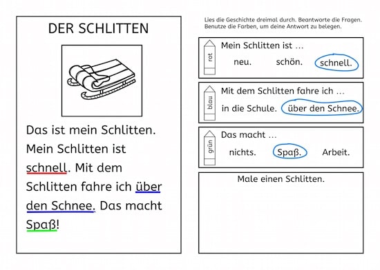 Meine Wintersachen, Lesen, Leseverständnis, Legasthenie, Legasthenietraining, Eltern, Kinder, AFS-Methode, lesen1, Koujou, Stephany Koujou, Grundschule, Förderschule, DAF, DAZ, kostenlos, einfacher Lesetext