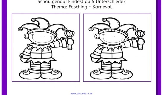 Fasching, Karneval, Wahrnehmung, optische Wahrnehmung, AFS-Methode, Vorschule, Grundschule, Förderschule, Koujou, Stephany Koujou, download1, Kinder, Eltern, kostenlos, Arbeitsblatt, Unterschiede finden