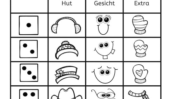 Schneemann Würfelspiel, Schneemann, Würfelspiel, Wahrnehmung, Legasthenie, Legasthenietraining, Dyskalkulie, Dyskalkulietraining, Kinder, Eltern, Vorschule, Grundschule, Förderschule, zeichnen, kreativ