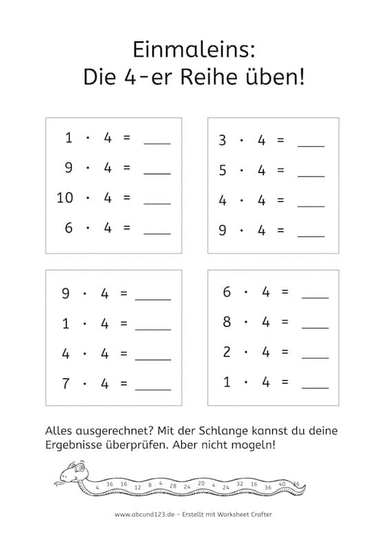 Einmaleinsreihen, Einmaleins, Malrechen, malrechnen kostenlos Arbeitsblatt, Dyskalkulie, Dyskalkulietraining, AFS-Methode