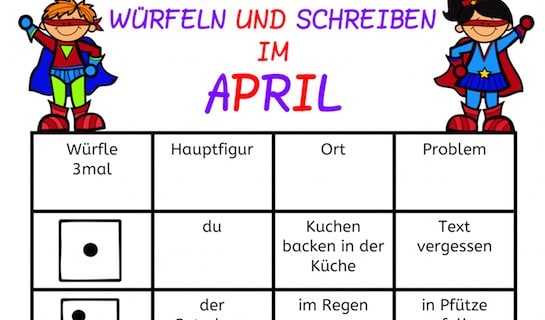 Würfeln und Schreiben im April, AFS-Methode, Arbeitsblatt, DAF, DAZ, Download, Eltern, Förderschule, Grundschule, Kinder, kostenlos, Legasthenie, Legasthenietraining, Schreiben, Schreibmaterial, Schule, Würfelspiel