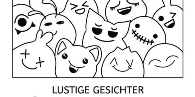 Lustige Gesichter, AFS-Methode, Stephany Koujou, Koujou, Wahrnehmung, optische Wahrnehmung, nachmalen, ausmalen, Legasthenie, Legasthenietraining